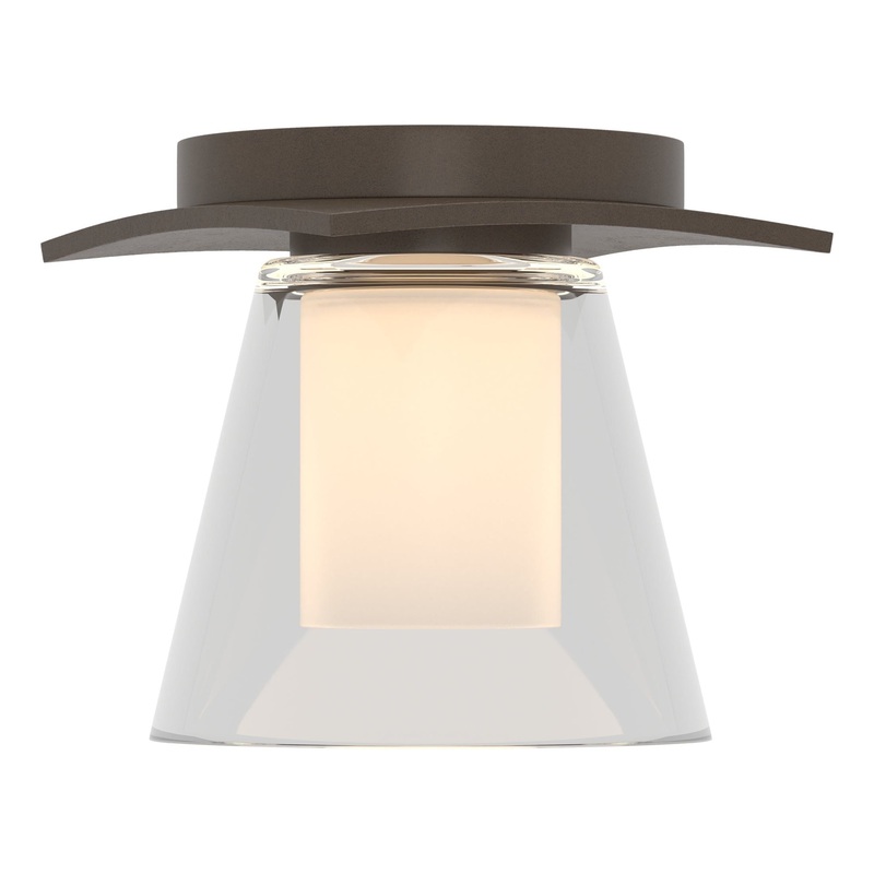 Wren Flush Mount Bronze Clear Glass with Opal Diffuser (ZU)