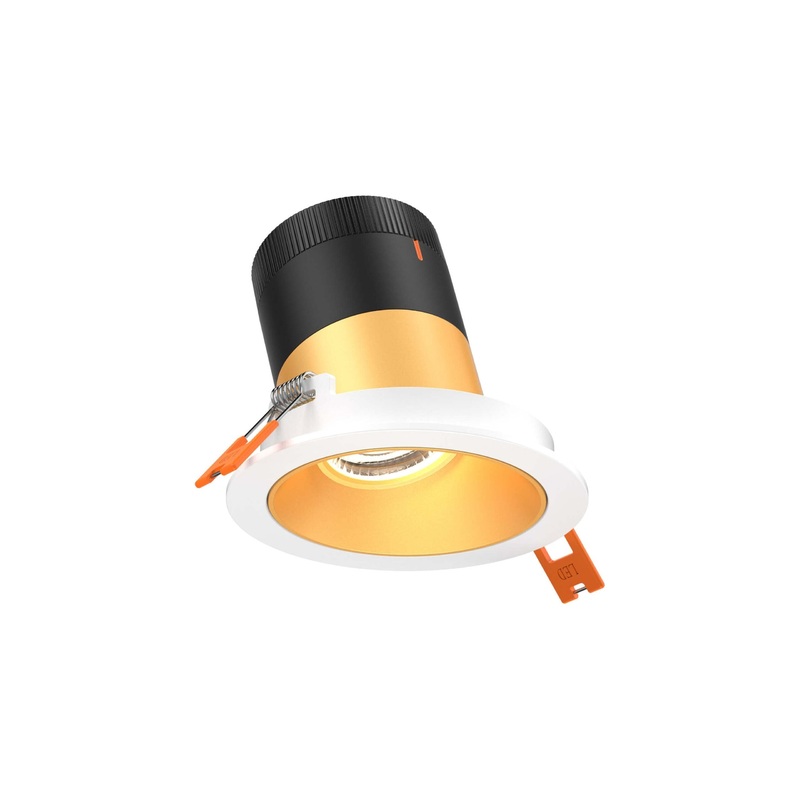 3″ Modular Downlight Gold with White Trim 20 Degrees Sloped Ceiling