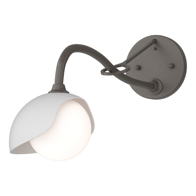 Brooklyn 1-Light Single Shade Long-Arm Sconce Dark Smoke White