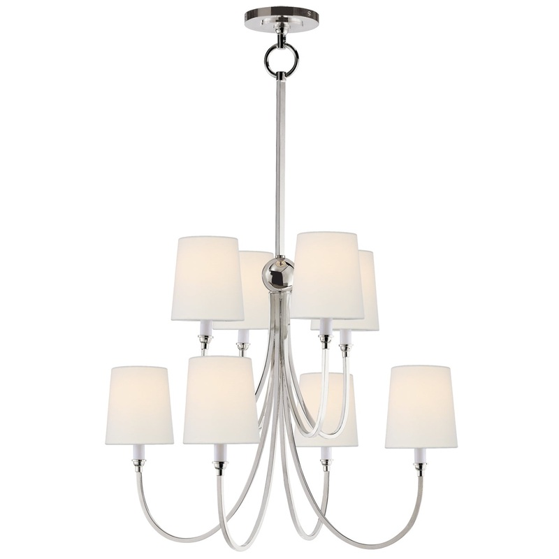 Eight Light Chandelier from the Reed Collection in Polished Nickel Finish by Visual Comfort Signature