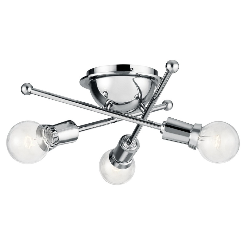 Kichler 43196CH Three Light Flush Mount, Chrome