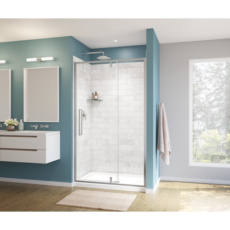 MAAX 135325-900-084-000 Uptown 45-47 x 76 in. 8 mm Pivot Shower Door for Alcove Installation with Clear glass in Chrome