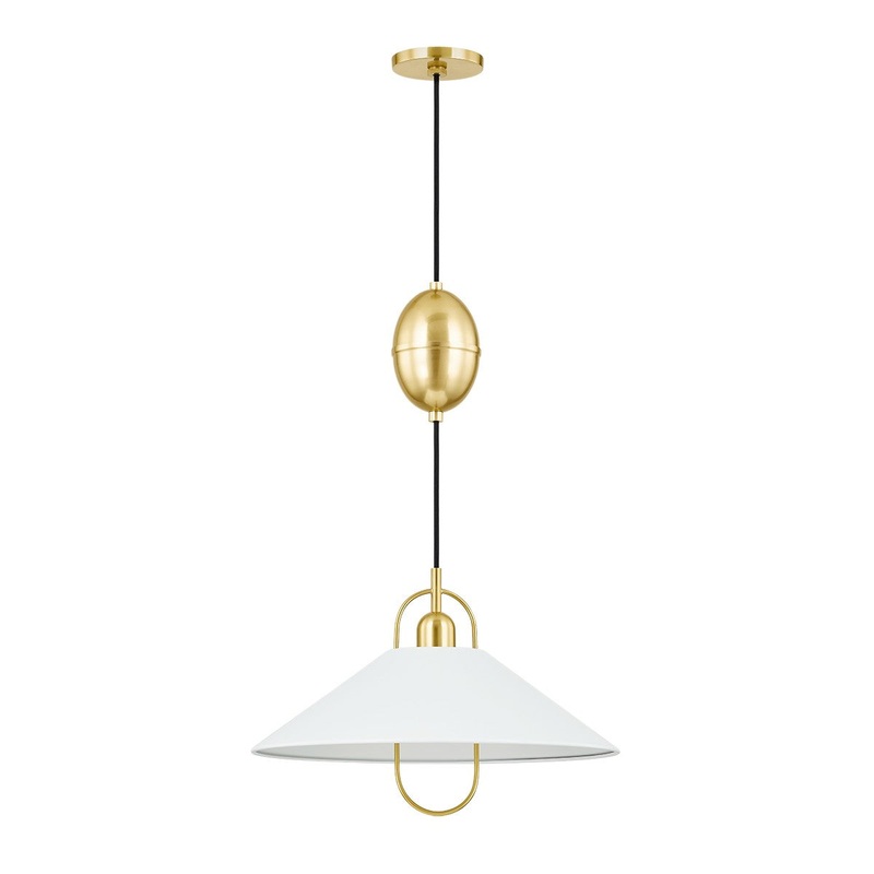 One Light Pendant from the Mariel Collection in Aged Brass/Soft White Finish by Mitzi