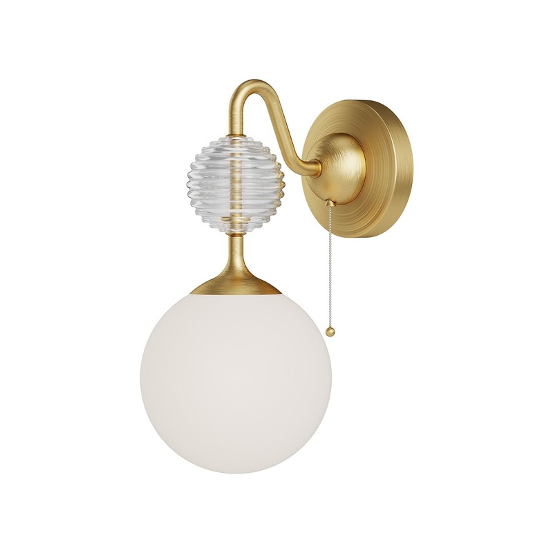 One Light Wall Sconce from the Celia Collection in Brushed Gold/Opal Glass|Matte Black/Opal Glass Finish by Alora
