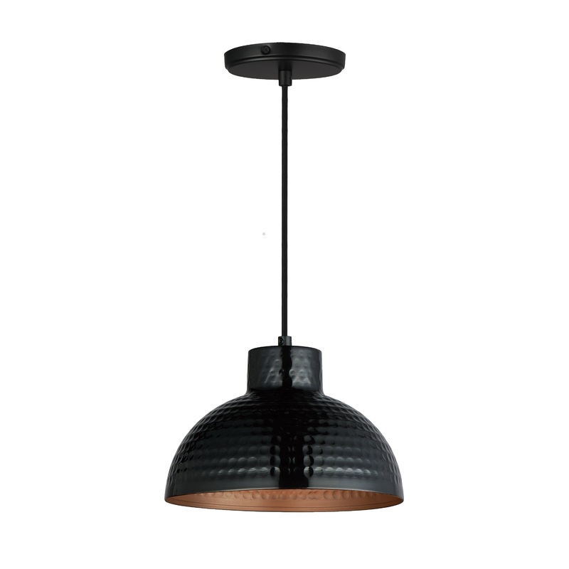 Rockport 10″ 1-Light Pendant Black / Antique Copper