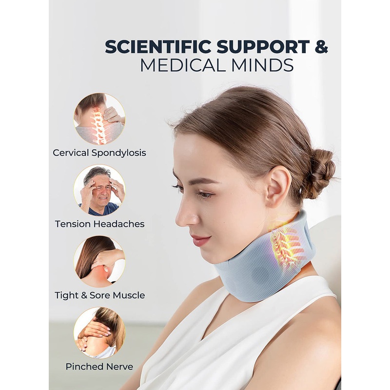 Size L Light Blue Ergonomic Neck Support Brace – Soft Cervical Collar for Posture Correction and Pain Relief