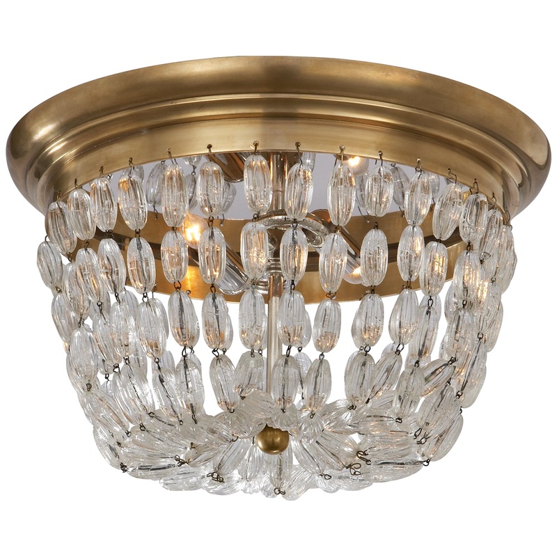 Two Light Flush Mount from the Paris Flea Market Collection in Antique-Burnished Brass Finish by Visual Comfort Signature