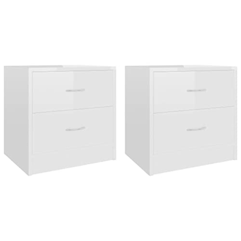 vidaXL Comodini 2 pz Bianco Lucido 40x30x40 cm in Truciolato