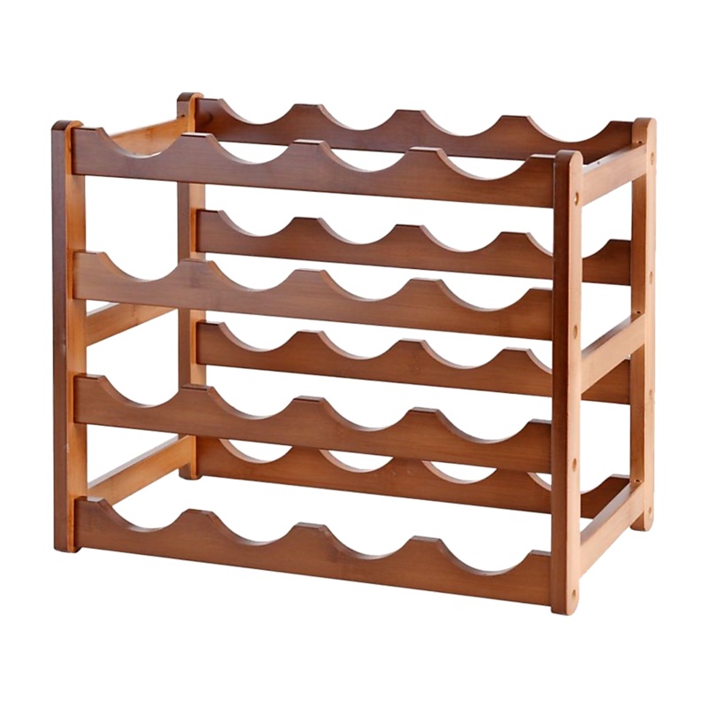 Bamboo Stackable Modular Freestanding Countertop Wine Shelf Rack