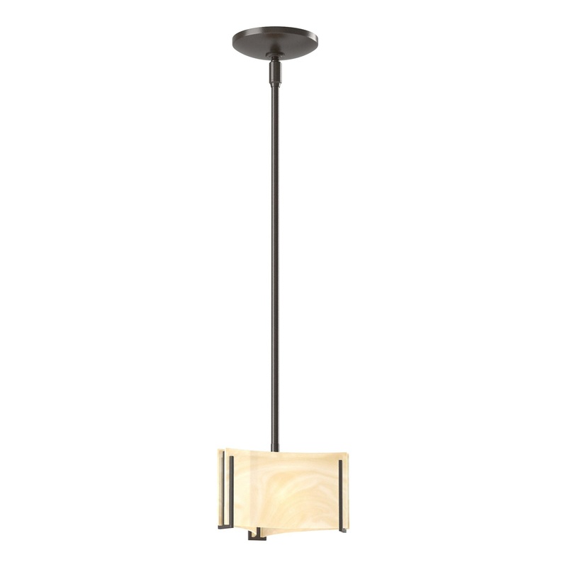 Exos Delta Mini Pendant Oil Rubbed Bronze Amber Swirl Glass (AA)