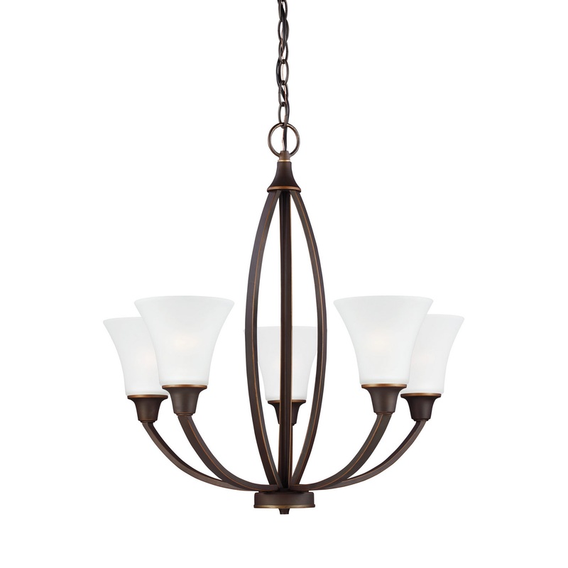 Five Light Chandelier from the Metcalf Collection in Autumn Bronze Finish by Generation Lighting