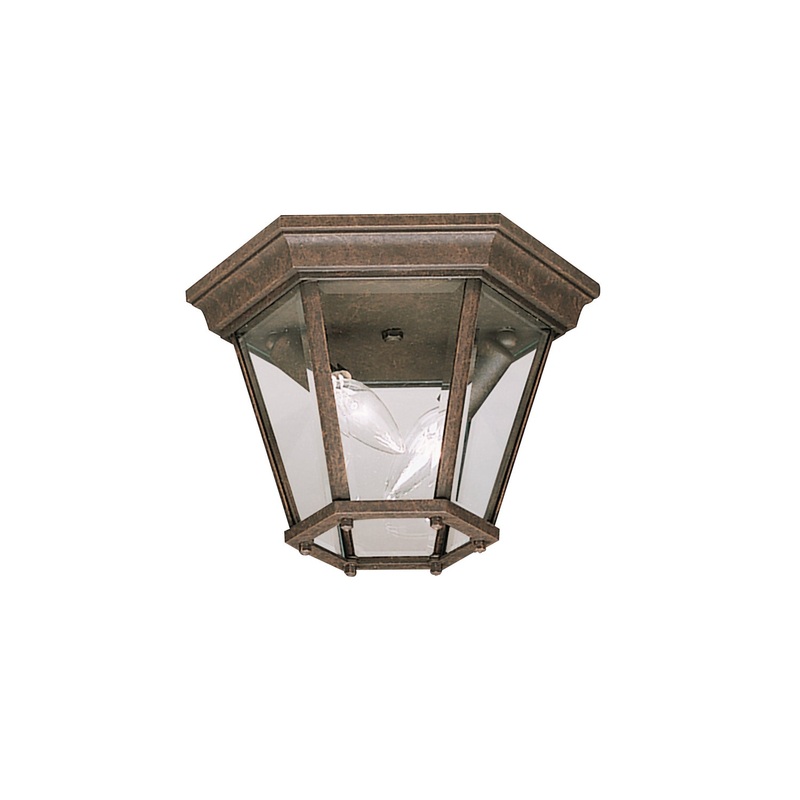 Kichler 9850TZ Two Light Outdoor Ceiling Mount, Tannery Bronze