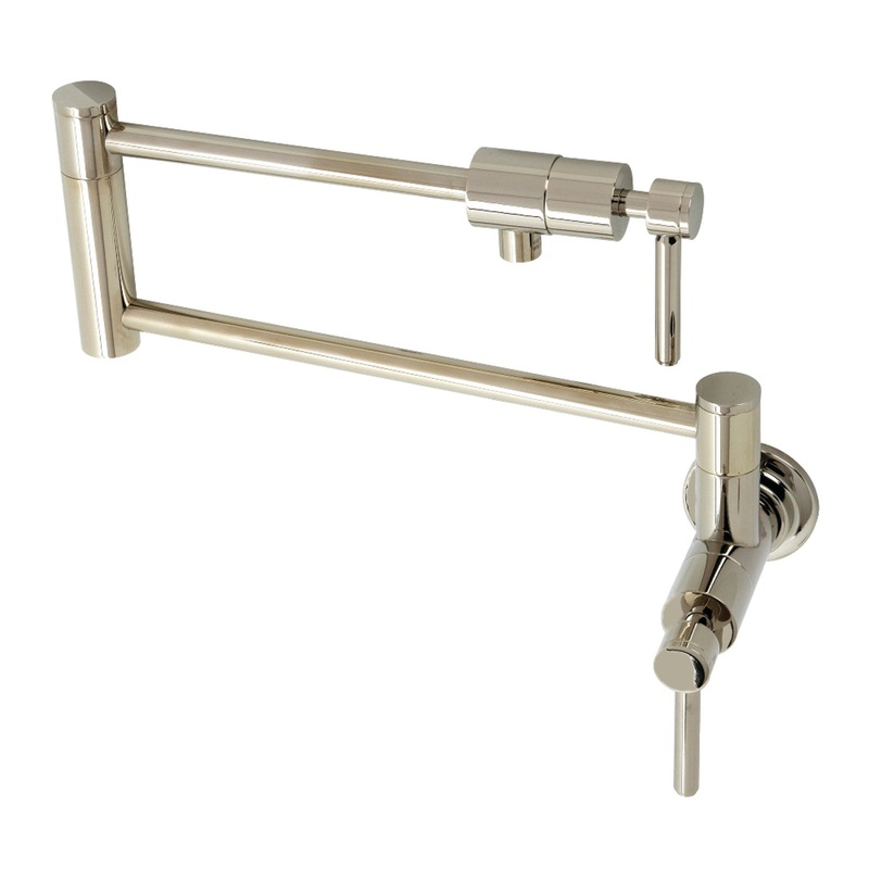 Kingston Brass KS4106DL Concord Wall Mount Pot Filler, Polished Nickel