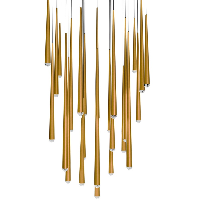 LED Pendant from the Cascade Collection in Aged Brass Finish by Modern Forms