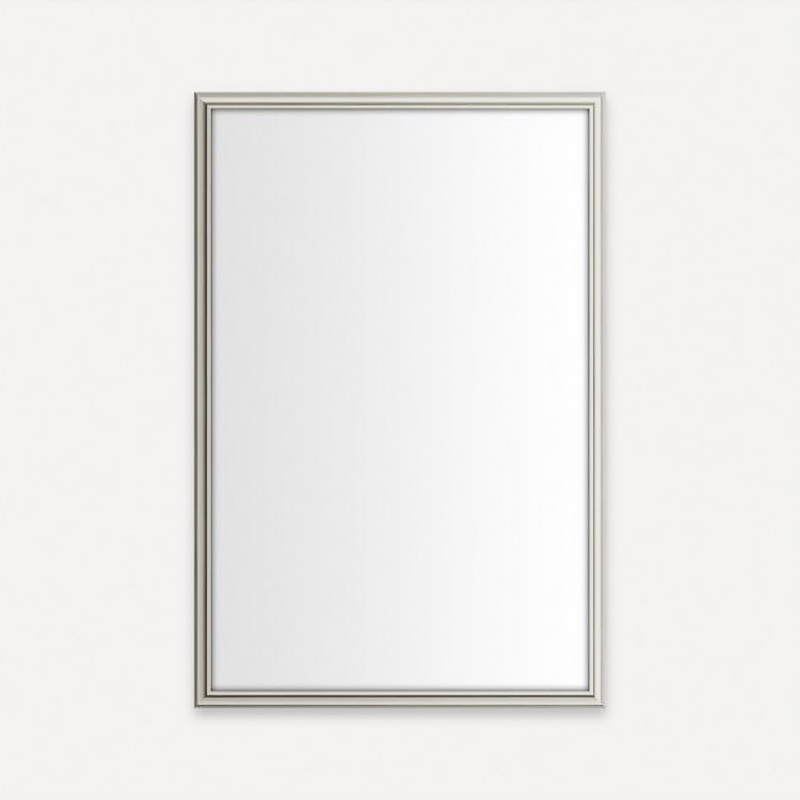 Medicine Cabinet Main Line 20W x 30H x 4D Inch 1 Doors Framed Mirror Nickel Flat Top Reversible Rosemont Frame Slow Close Hinges