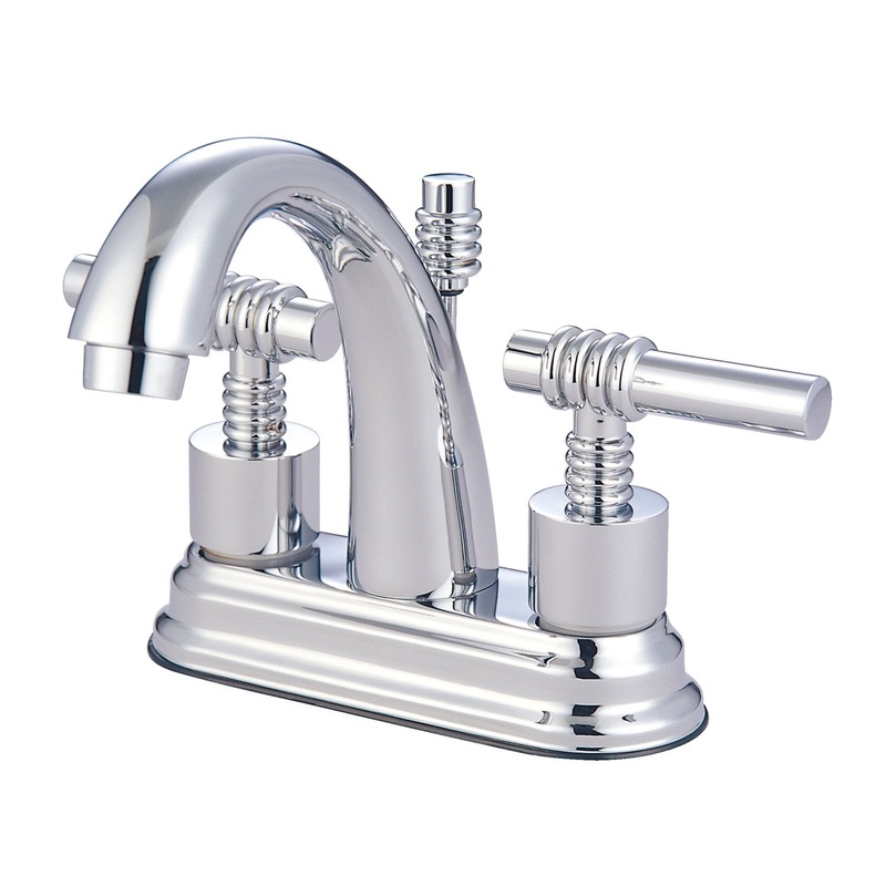 Milano KS8611ML Two-Handle 3-Hole Deck Mount 4″ Centerset Bathroom Faucet with Brass Pop-Up, Polished Chrome