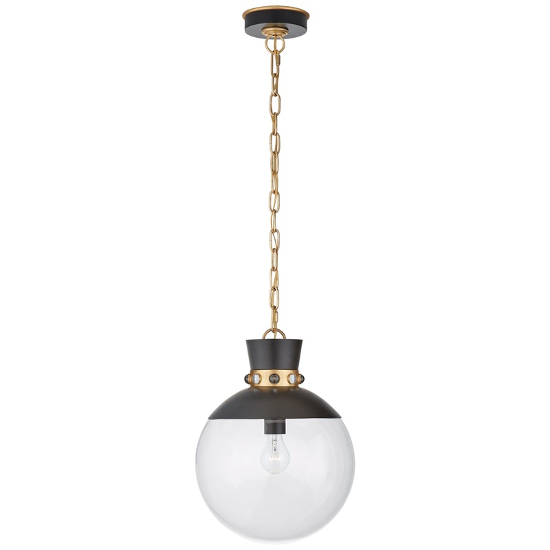One Light Pendant from the Lucia Collection in Matte Black With Gild Finish by Visual Comfort Signature