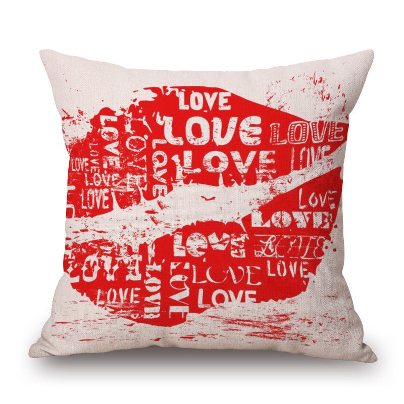 Pop Art Graphic Throw Pillow – Vintage Style Cushion for Home Decor(White-red)