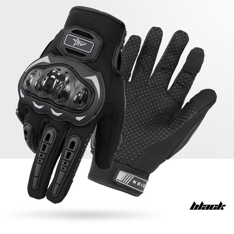 Size 2XL Black Protective Motorcycle Riding Gloves – Hard Knuckle Armour & Touchscreen Fingertips