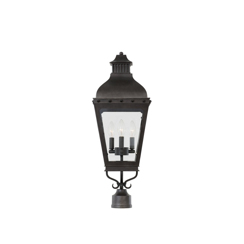 Three Light Post – Pier Mount from the Winchester Outdoor Collection in Aged Iron Finish by Kalco