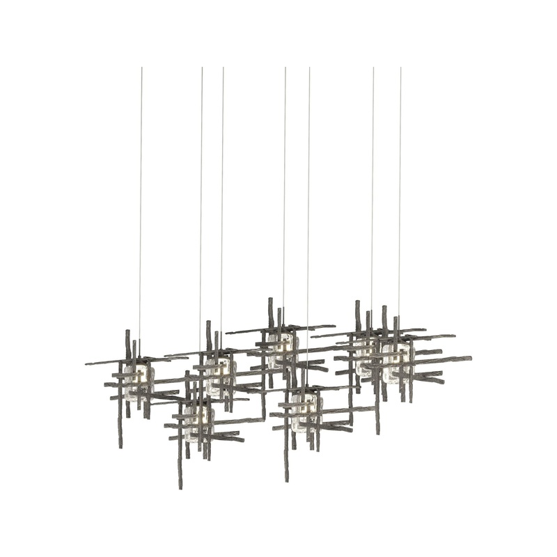 Tura 7-Light Seeded Glass Pendant Natural Iron