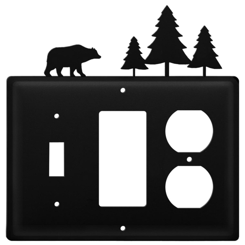 Village Wrought Iron ESGO-83 Triple Bear & Pine Trees Single Switch GFI and Outlet Cover CUSTOM Product