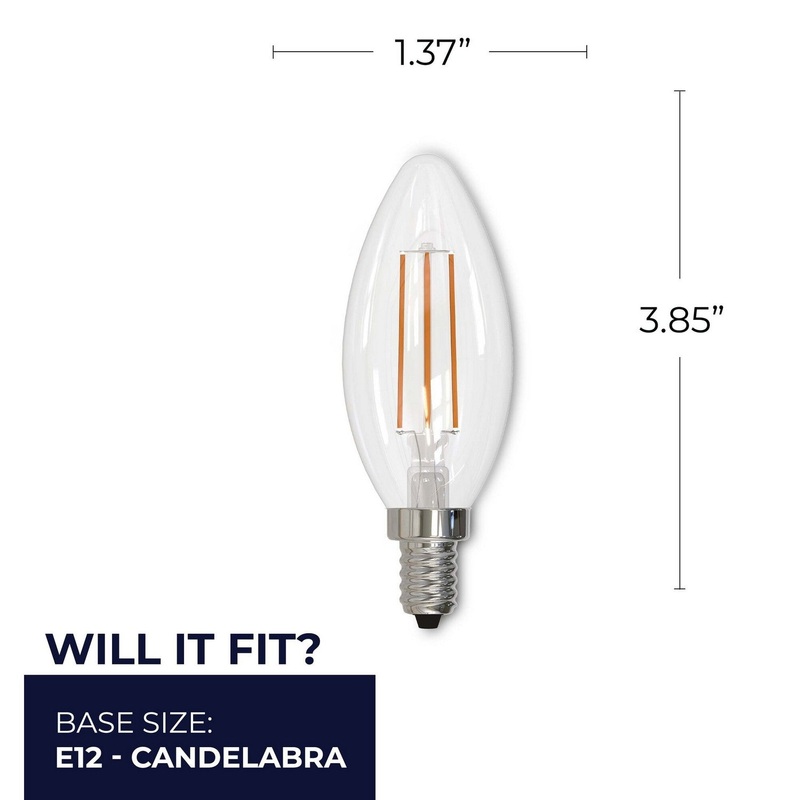 2.5 Watt B11 Clear, 250  Lumens, E12 base, 120 Volt Light Bulb by Bulbrite