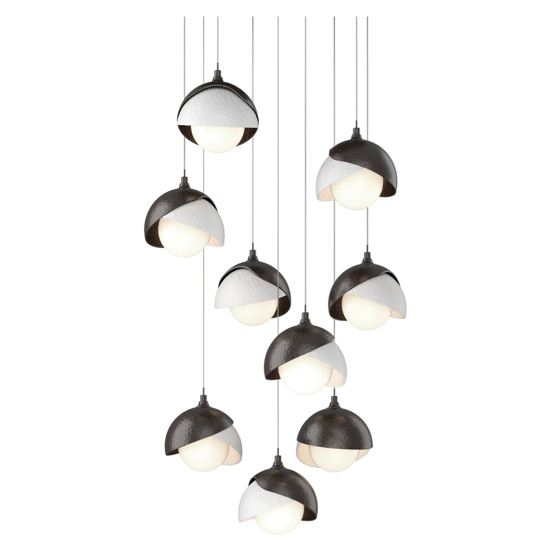 Brooklyn 9-Light Double Shade Pendant Oil Rubbed Bronze White
