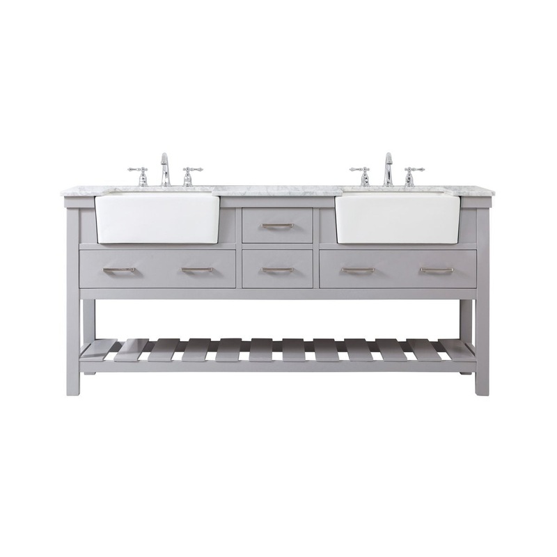 Double Bathroom Vanity from the Clement Collection in Grey Finish by Elegant Lighting