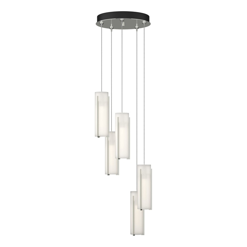 Exos Glass 5-Light Pendant Sterling Opal Glass (GG)