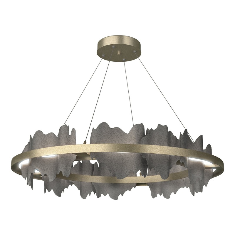 Hildene Circular LED Pendant Soft Gold Natural Iron