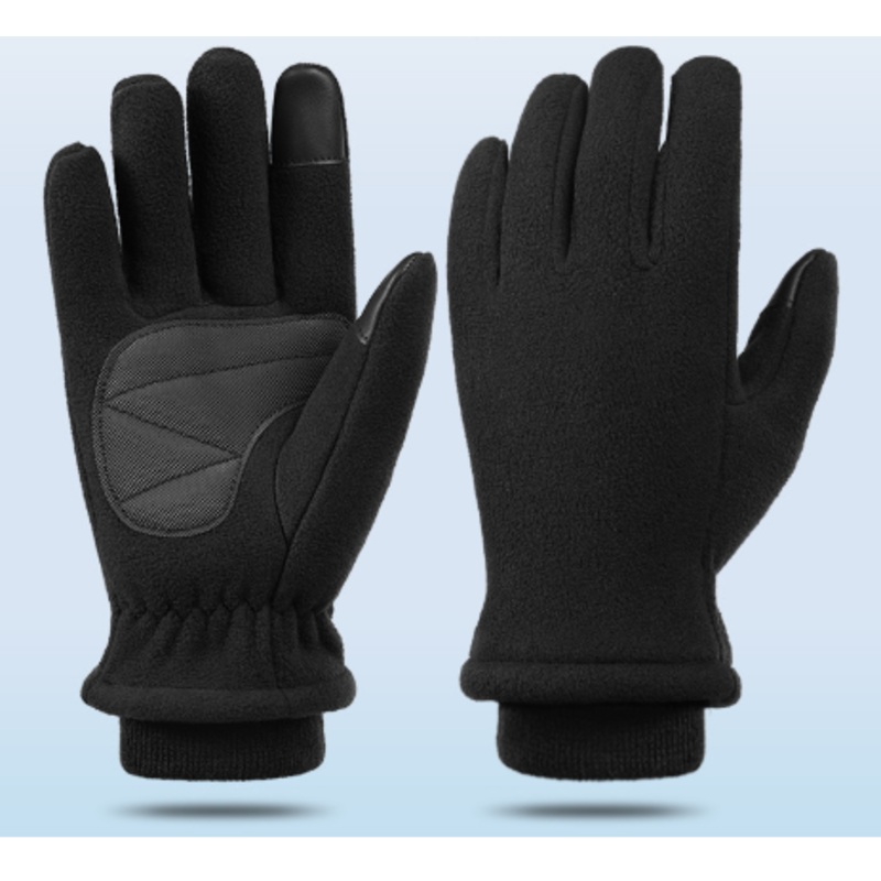 M Black Winter Fleece Touchscreen Gloves – Warm & Water-Repellent for Cycling & Outdoor Sports