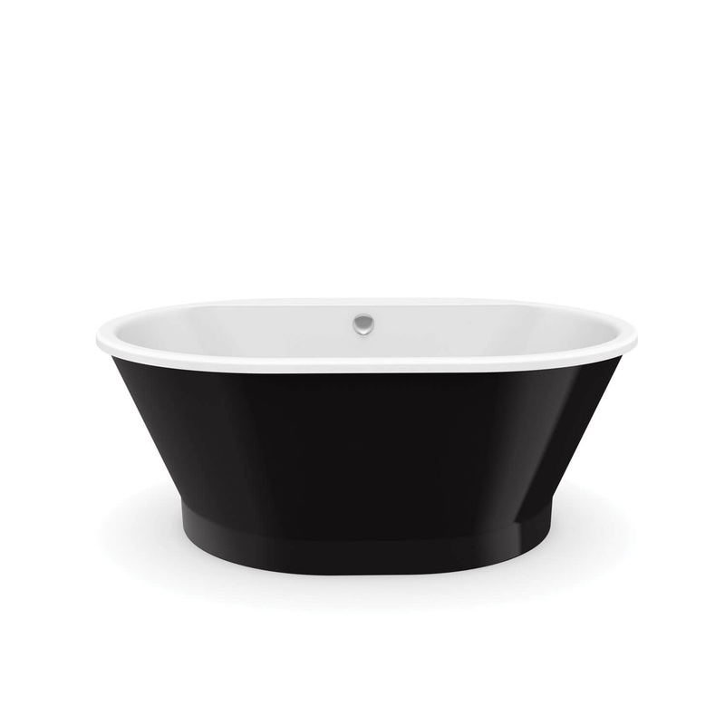 MAAX 103903-000-002-102 Brioso 6636 AcrylX Freestanding Center Drain Bathtub in White with Black Skirt