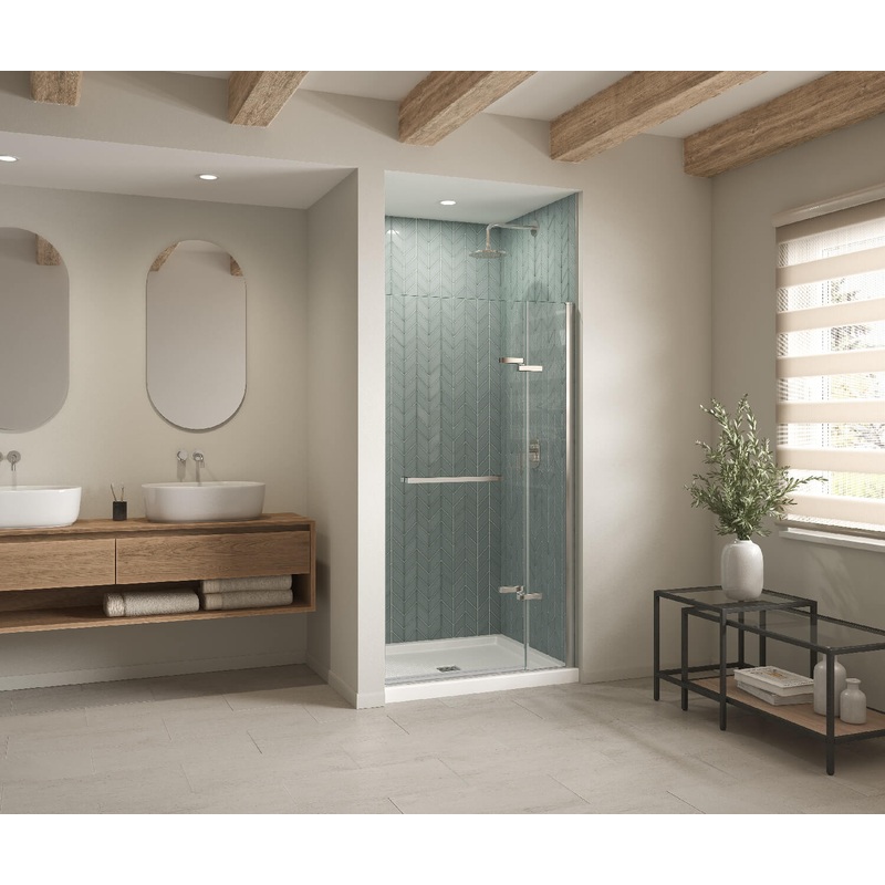 MAAX 420043-541-001-100 B3Square 4842 Acrylic Alcove Shower Base in White with Anti-slip Bottom with Center Drain