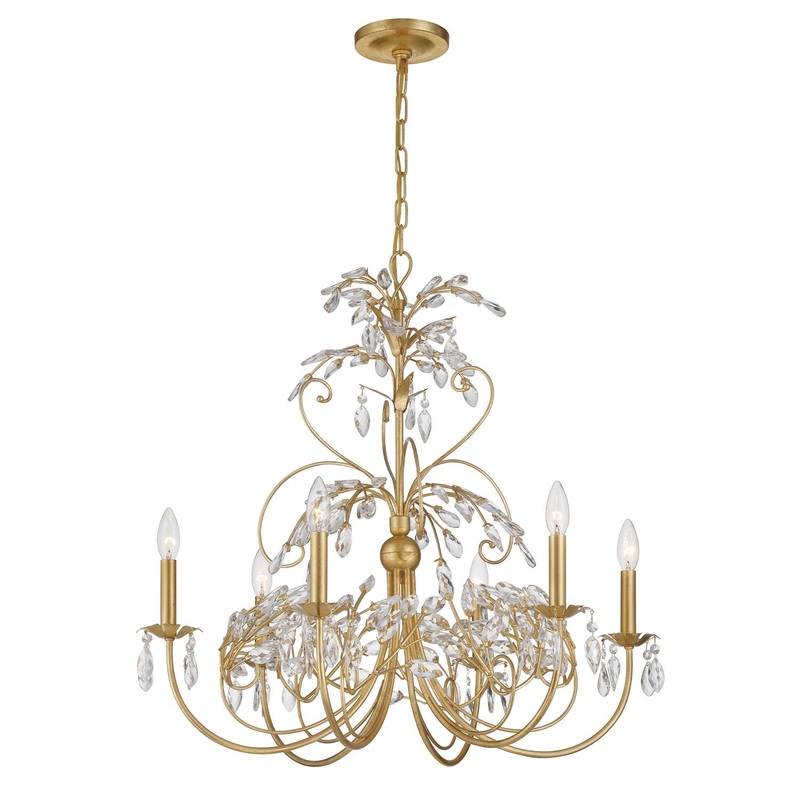 Six Light Chandelier from the Sadie Collection in Antique Gold Finish by Crystorama