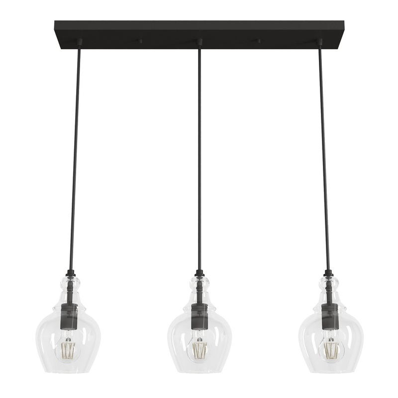 Three Light Linear Cluster from the Maple Park Collection in Noble Bronze Finish by Hunter