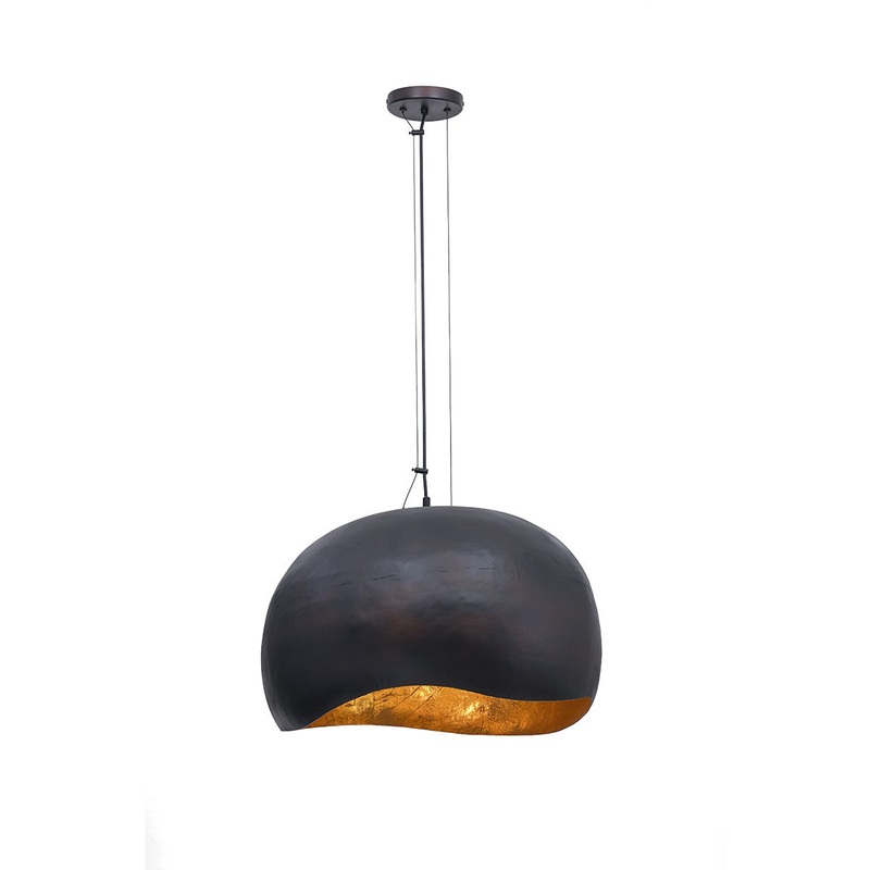 Three Light Pendant from the Baleia Collection in Black and Gold Foil Finish by Eurofase