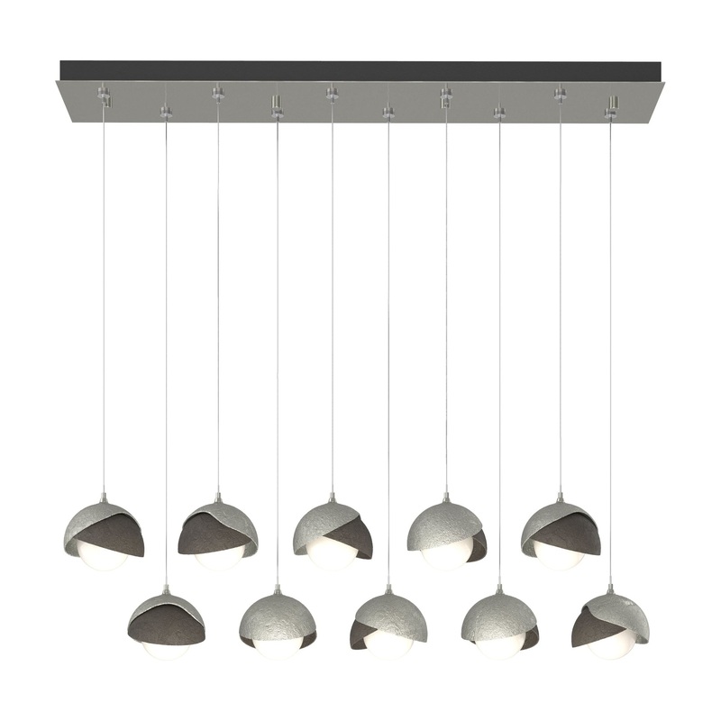 Brooklyn 10-Light Double Shade Pendant Sterling Dark Smoke