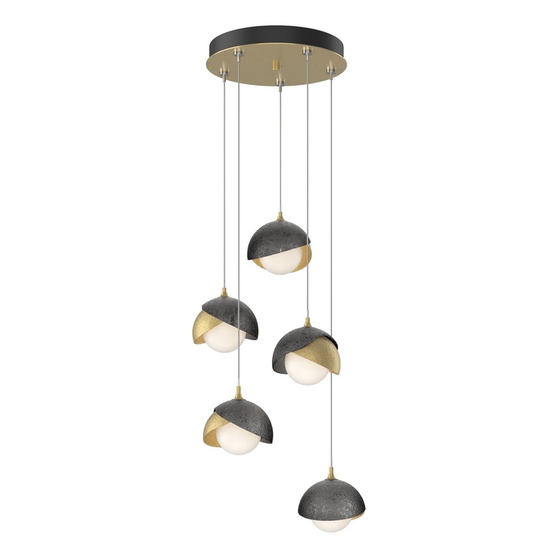 Brooklyn 5-Light Double Shade Pendant Modern Brass Ink