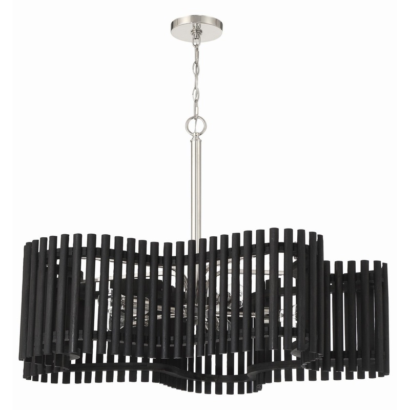 Craftmade 58426-PLNBWN Freeform Five Light Chandelier Polished Nickel/Black Walnut