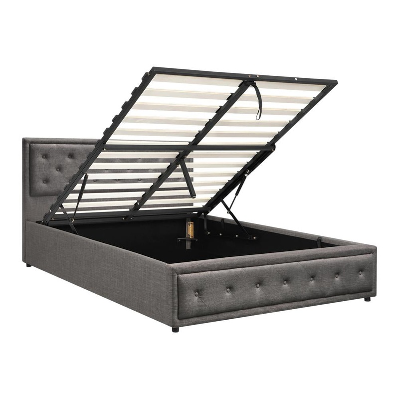Double Bed Frame with Storage Space Gas Lift Grey