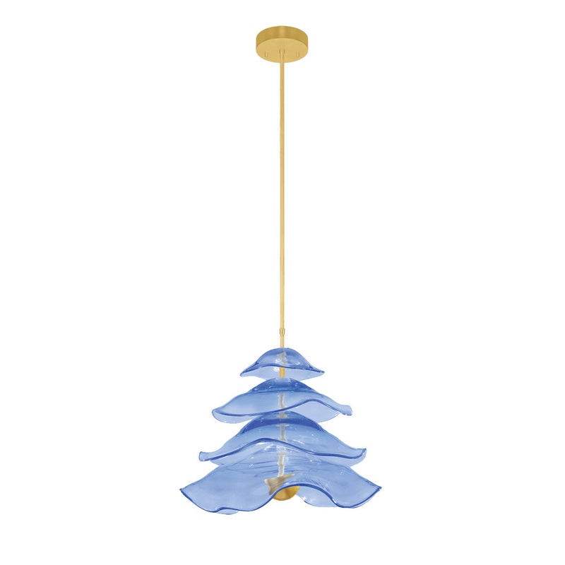Embark 20″W Round Pendant Gold Leaf/Blue