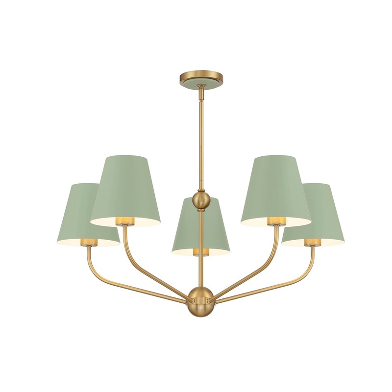 Five Light Chandelier from the Xavier Collection in Vibrant Gold/Green Finish by Crystorama
