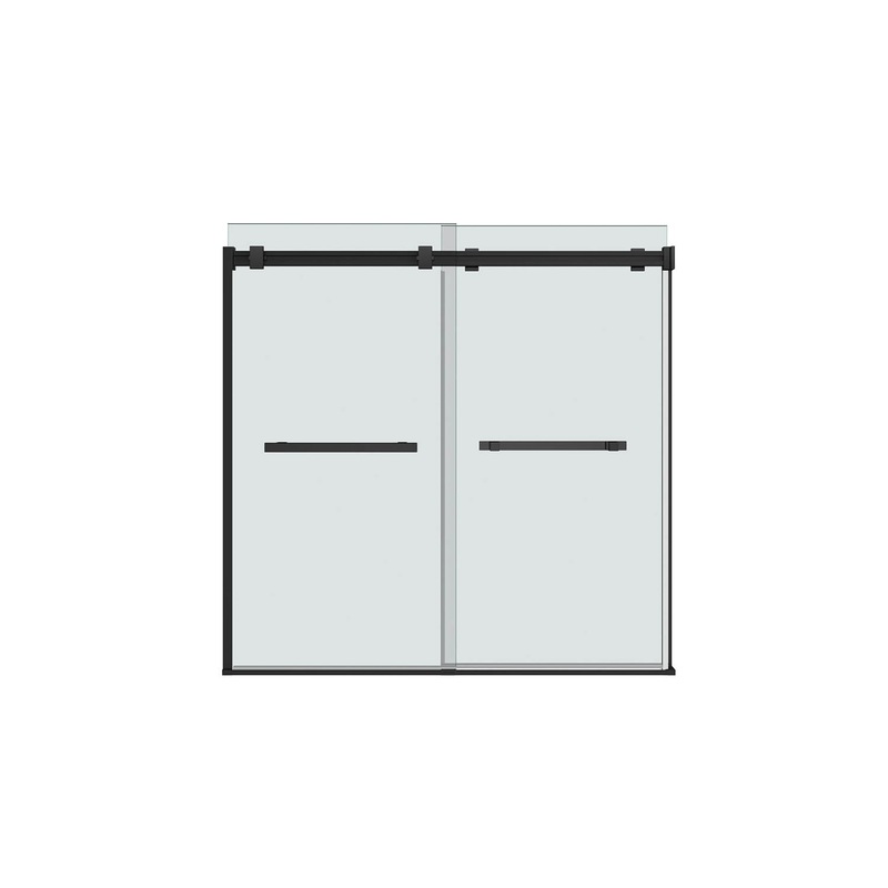 MAAX 136270-900-340-000 Duel 56-59 x 55 -59 in. 8 mm Bypass Tub Door for Alcove Installation with Clear glass in Matte Black