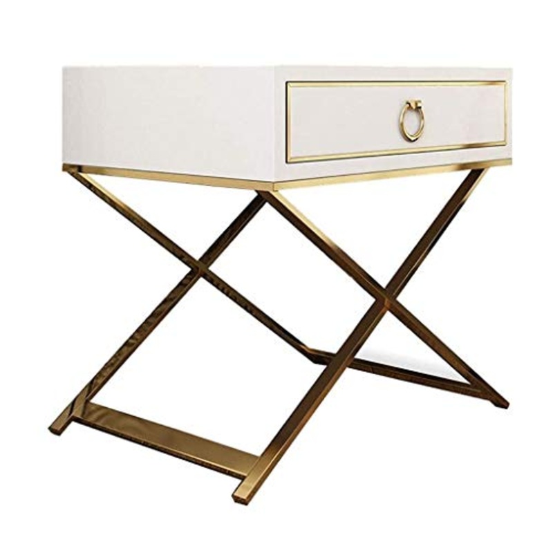 NL Comodini Camera da Letto Camere da Comodino Moderno Comodino Minimalista Comodino Lampada Laccata Gilt Bedroom Cabinet di stoccaggio (Color : White)