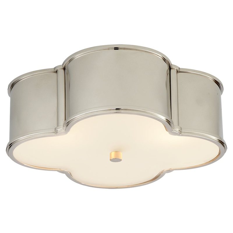 Three Light Flush Mount from the Basil Collection in Polished Nickel Finish by Visual Comfort Signature