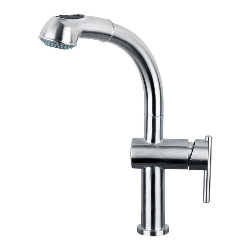 Waterhaus Lead Free, Solid Stainless Steel Single-Hole Faucet with Pull Out Spray Head and Solid Lever Handle