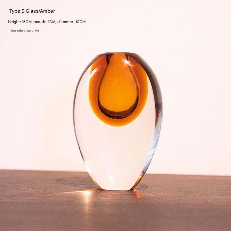 Artistic Teardrop Glass Vase – Handcrafted Glazed Finish for Hydroponics & Floral Decor(amber)