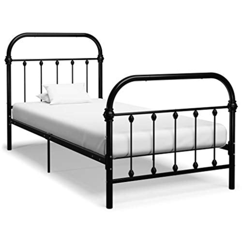 BIGTO – Struttura letto in metallo per camera da letto, colore: nero, 90 x 200 cm