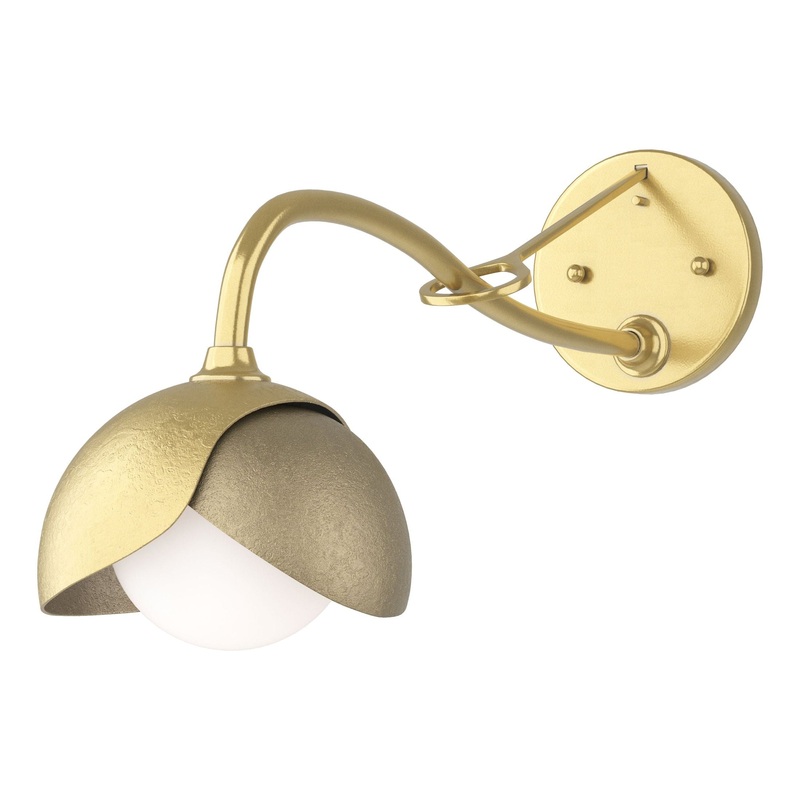 Brooklyn 1-Light Double Shade Long-Arm Sconce Modern Brass Soft Gold